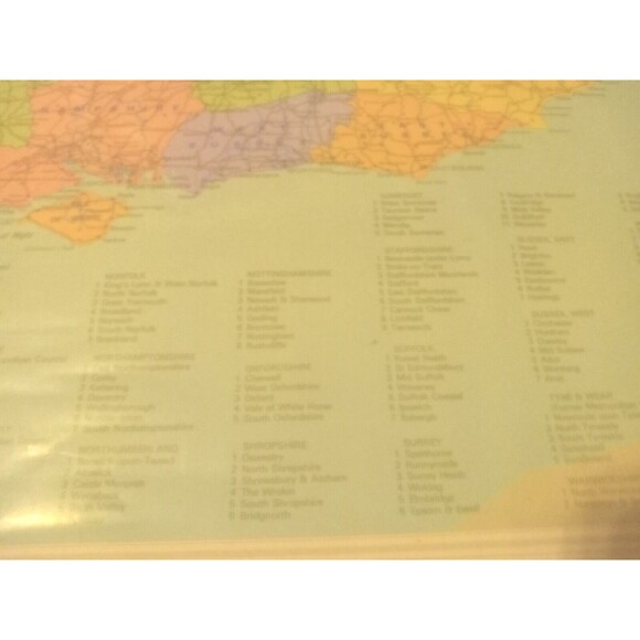 Vtg 50" X 36 Bartholomew Planner's Counties & Regions Map Britsh Isles Map 1990 - Picture 7 of 9